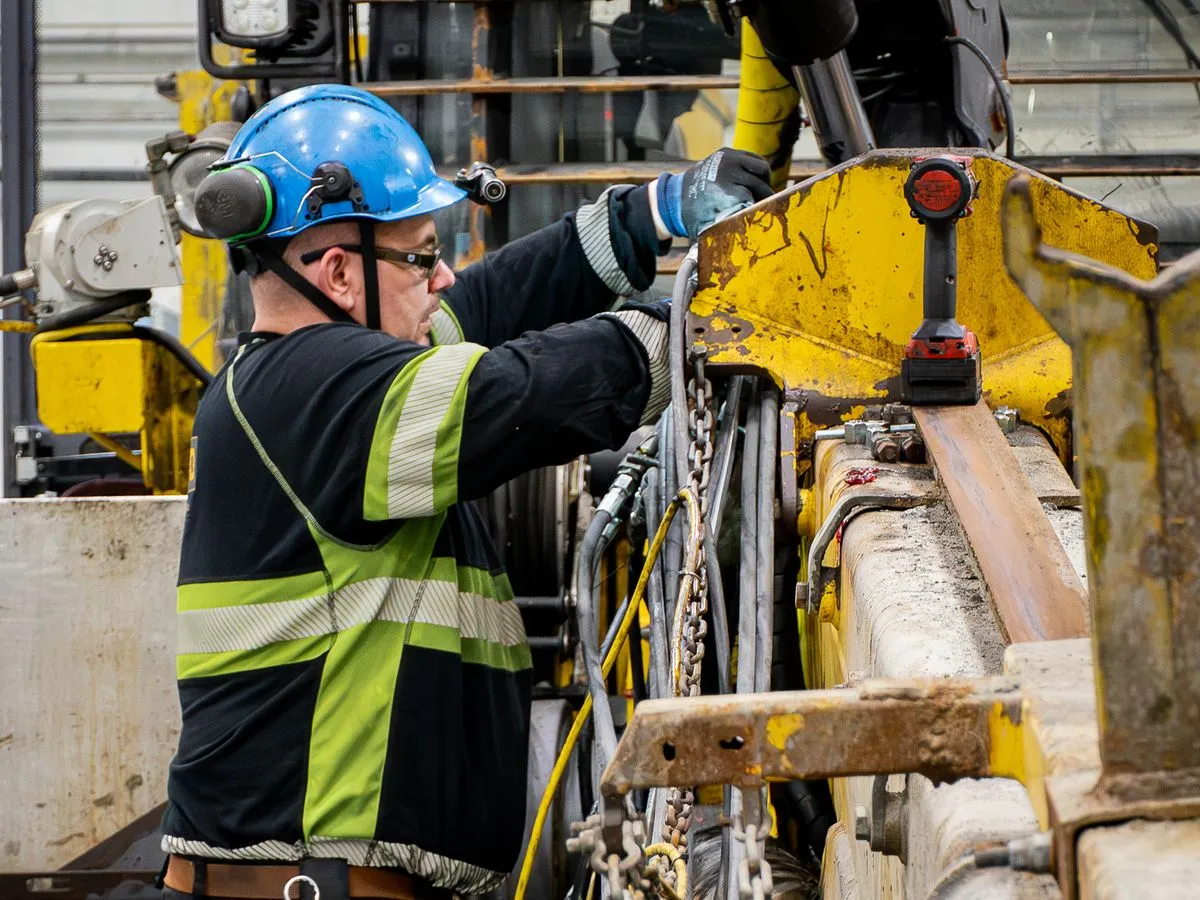 Heavy mining equipment tyre — everyday maintenance work